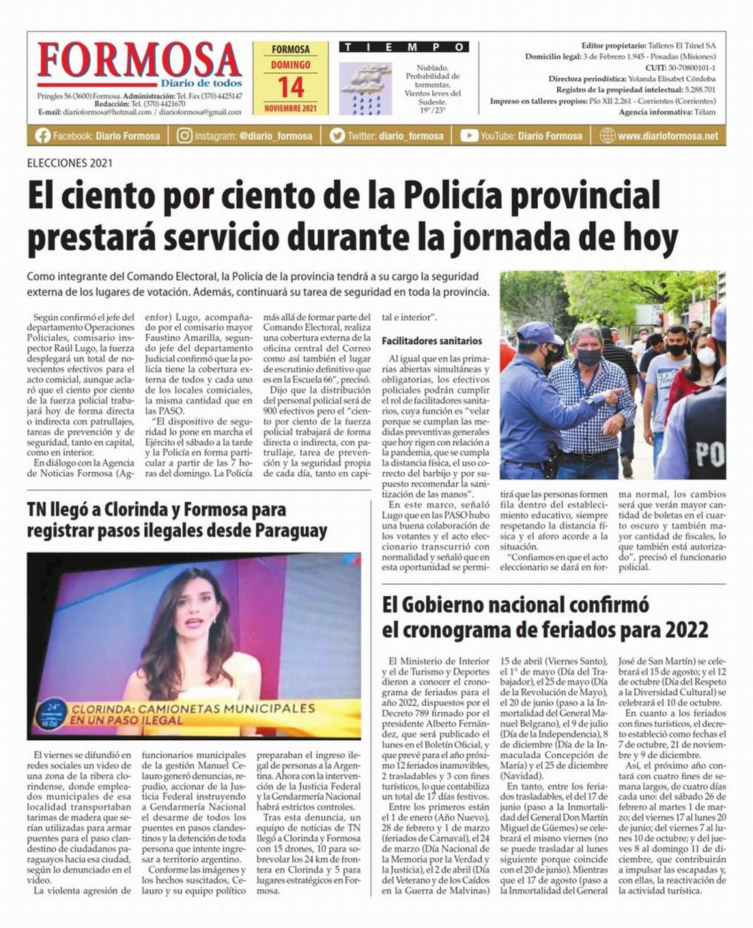 Tapa y Contratapa 14 de noviembre de 2021