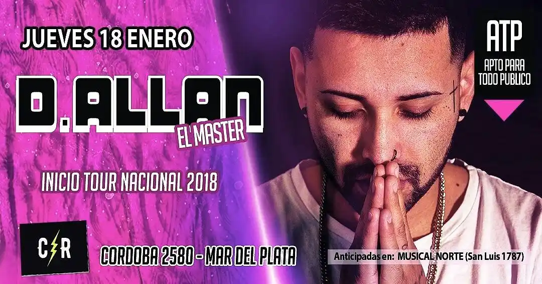 D.allan inicia su gira nacional este jueves en la ciudad
