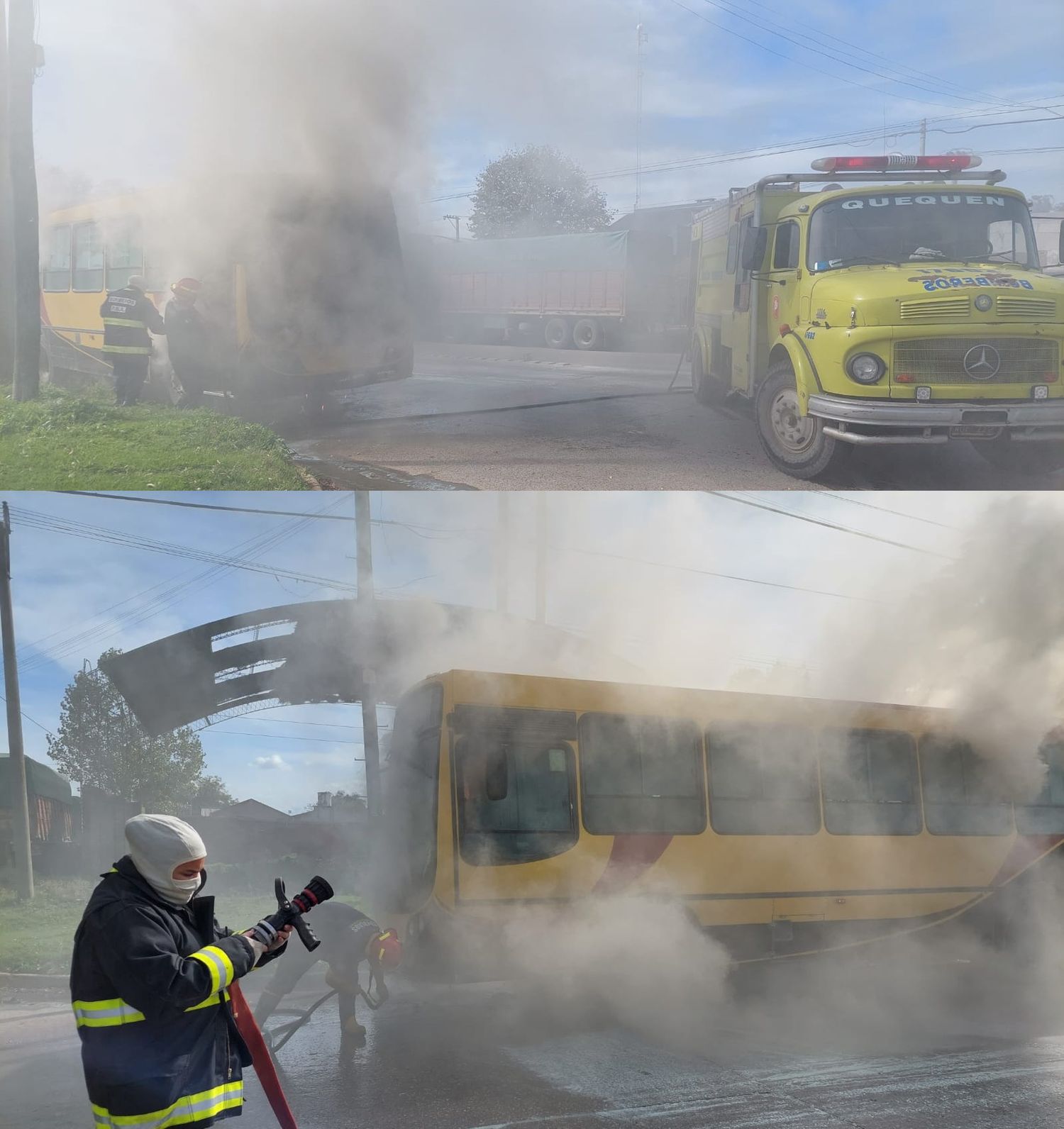 Se prendió fuego un colectivo