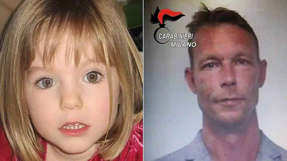 Madeleine McCann y el principal sospechoso del caso de la desaparición de la niña británica, Christian Brueckner.