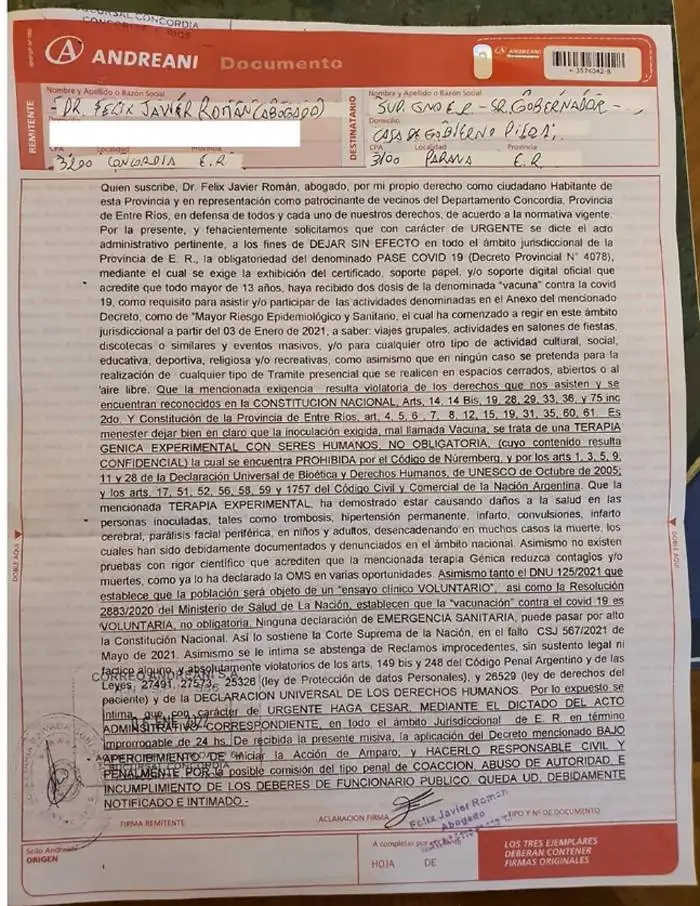 Grupos antivacunas en Concordia y Crespo