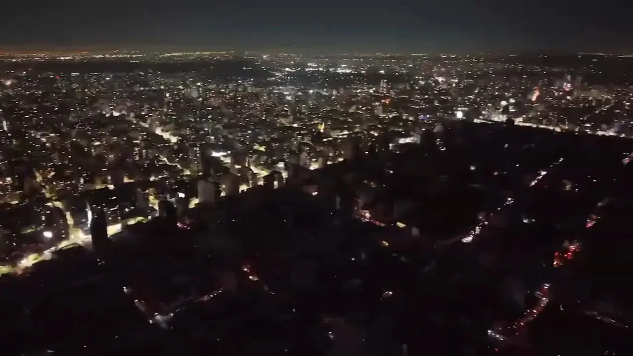 Así se veía el apagón de la noche del sábado