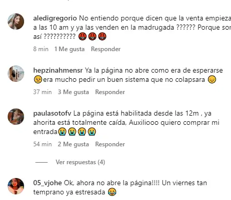 Los fanáticos de Luis Miguel protestaron en la cuenta de Mi Tickera en Instagram.