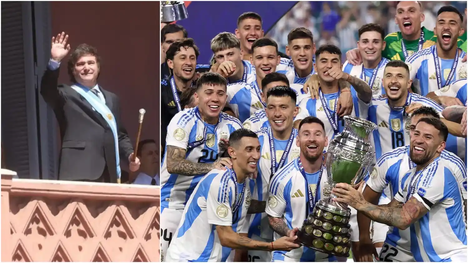 Milei invitó al balcón de la Rosada a los jugadores de Scaloni.