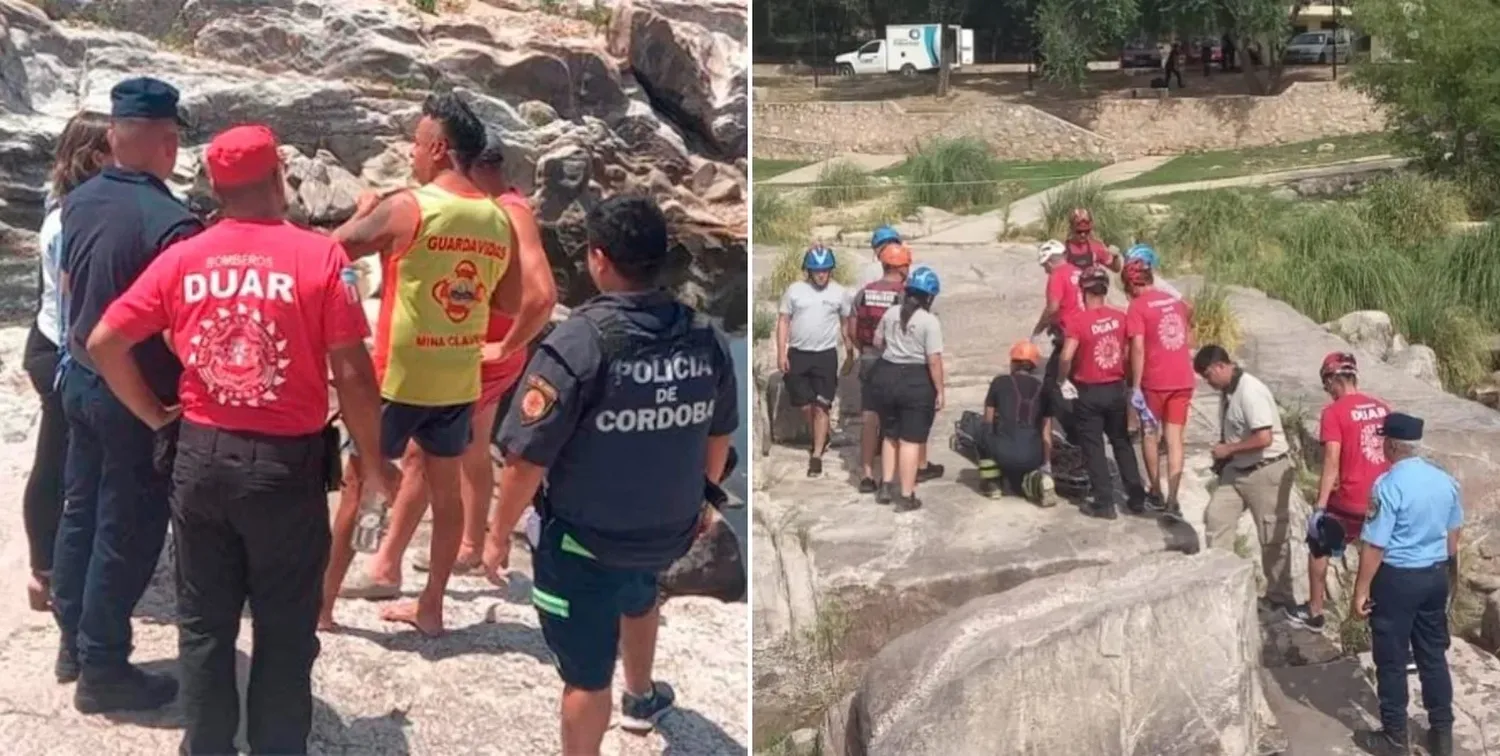 El hecho ocurrió este viernes después del mediodía en el balneario Los Elefantes, en Mina Clavero. Crédito: Gentileza.