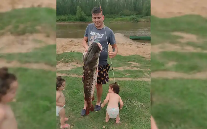 Surubí en el puerto: Nicolás Castro pescó un ejemplar de 20 kg