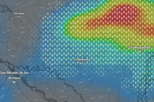 Alerta amarilla por tormentas fuertes en Gualeguay para la tarde y noche del miércoles