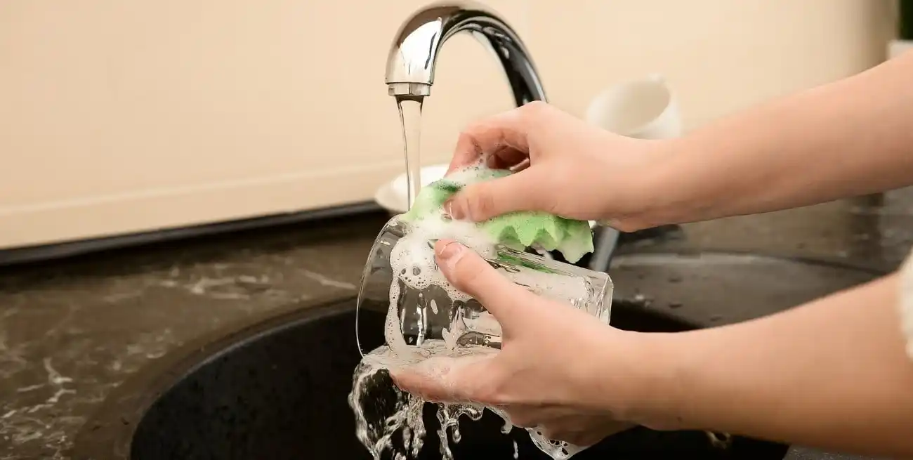 La esponja deteriorada puede acumular bacterias y transferir malos olores a los vasos.