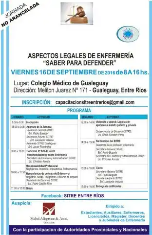 Jornada sobre aspectos legales de enfermería

