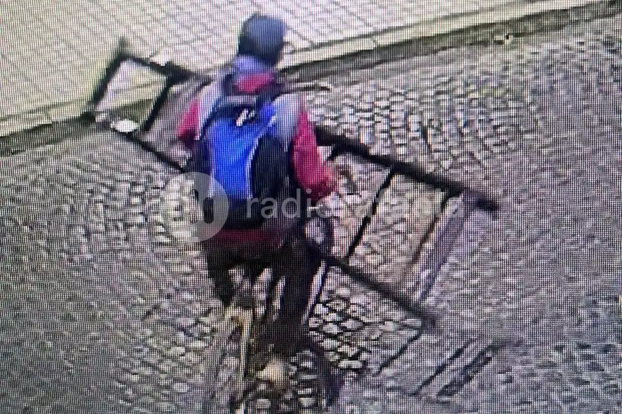 En bicicleta y por la madrugada, cargaban una escalera por el centro de la ciudad: los vieron desde las cámaras