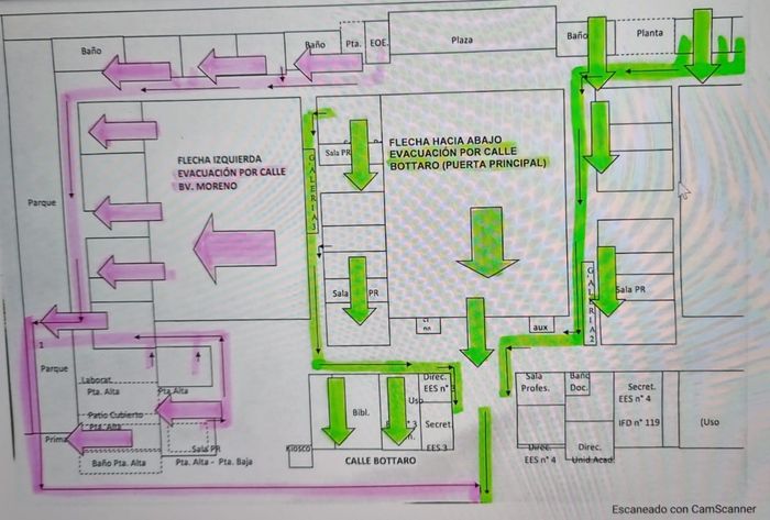 Plano evacuación Escuela Normal