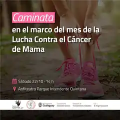 Mes de la Lucha contra el Cáncer de Mama: organizan una nueva caminata