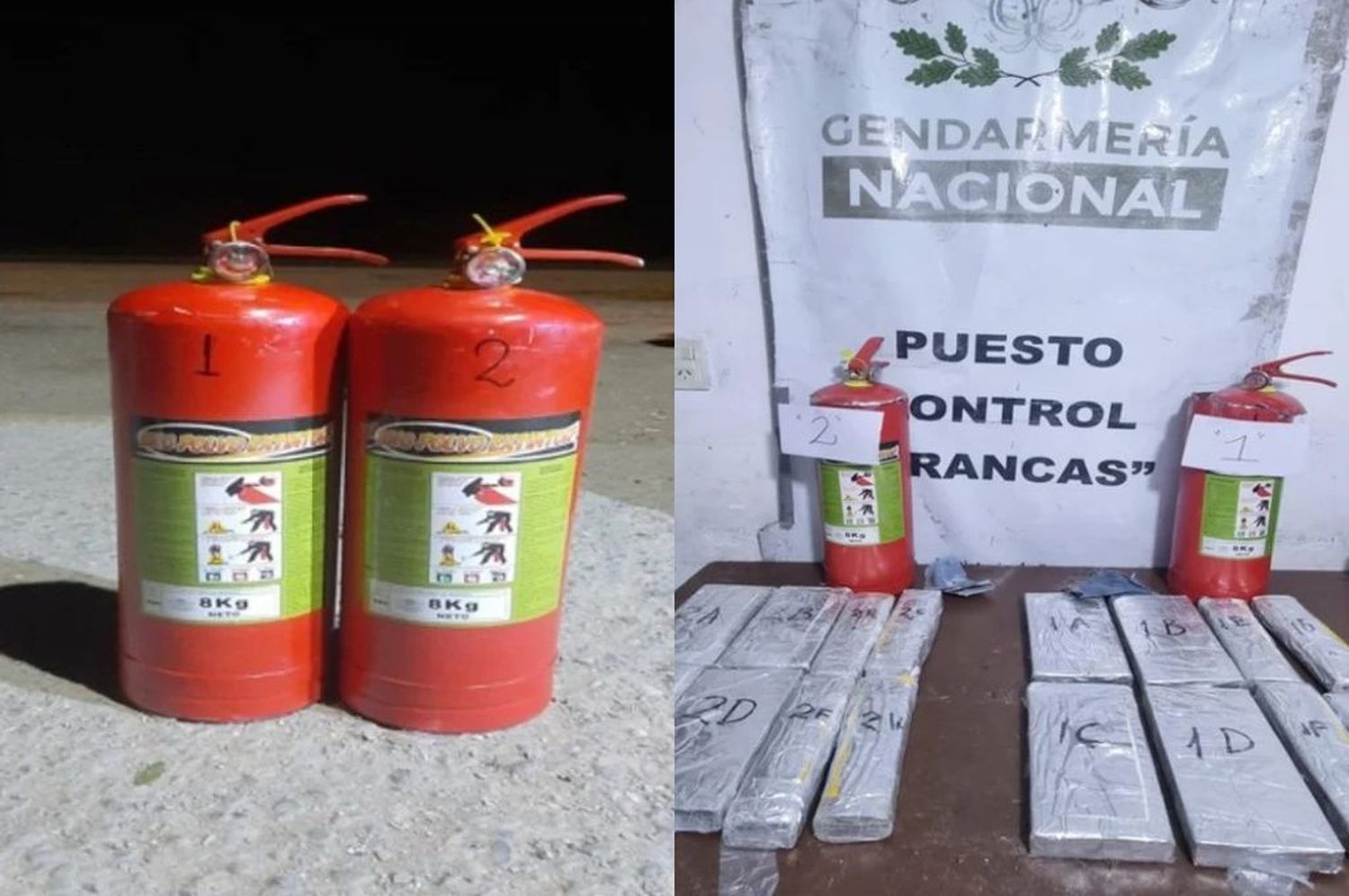 Detenido por traficar cocaína dentro de matafuegos.