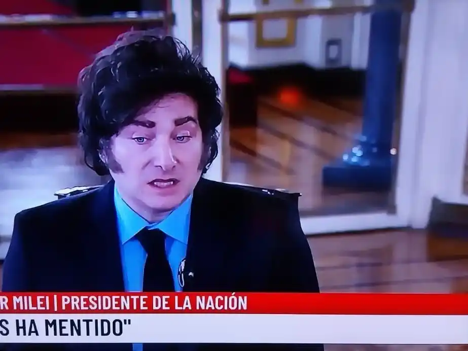 Milei en el pasaje donde asegura que Facundo Manes mintió en su denuncia. Imagen: Captura de pantalla LN+