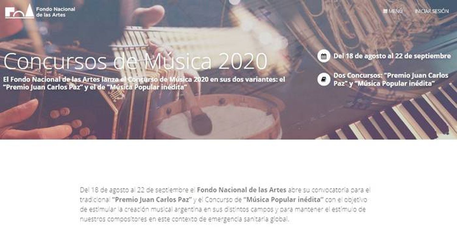 Fondo Nacional de las Artes: se encuentra abierta la inscripción a los concursos de Música 2020