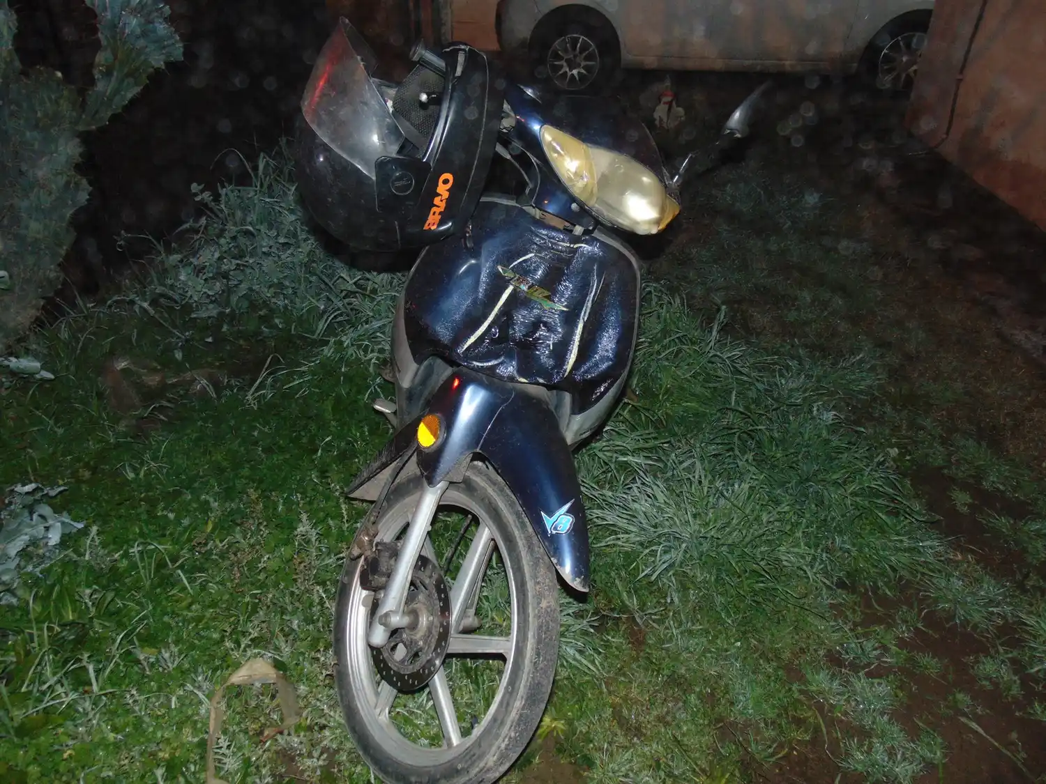 Moto incendiada venado