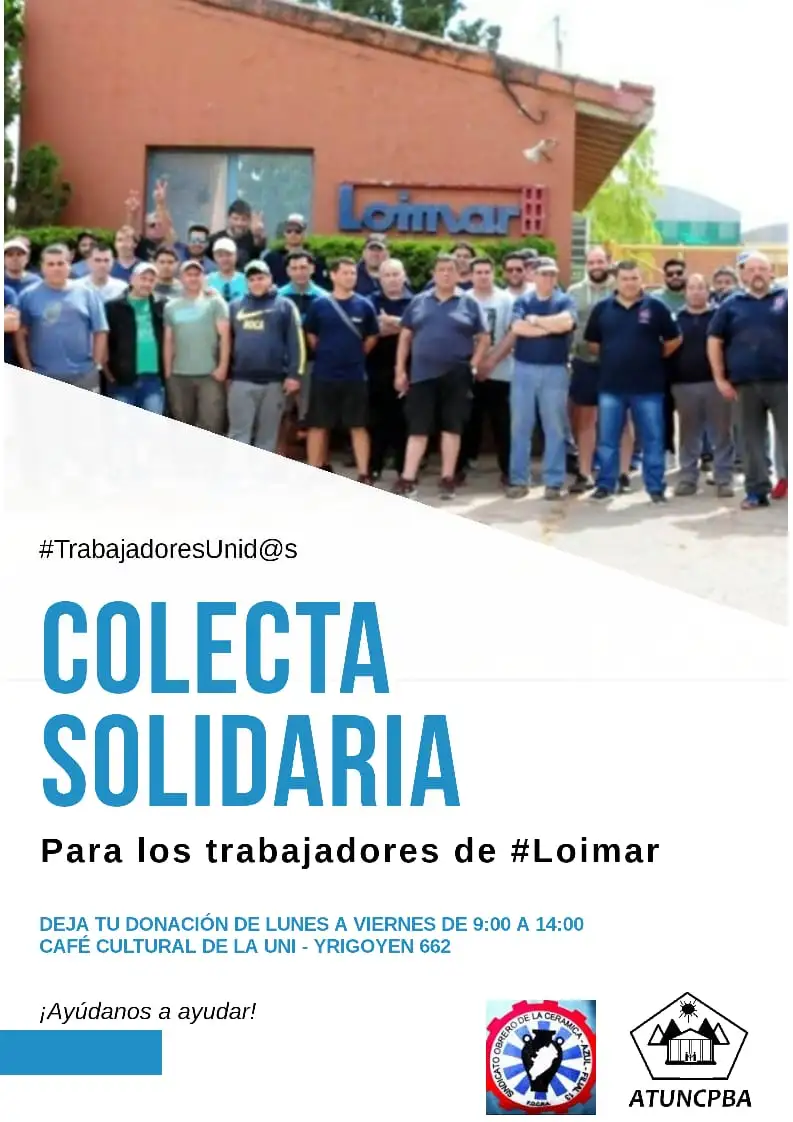 Colecta solidaria a beneficio  de los trabajadores de Loimar