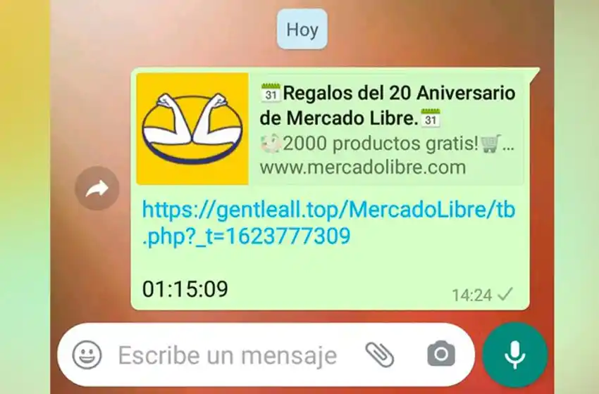Estafa por WhastApp: ofrecen productos gratis por el aniversario de Mercado Libre a través un falso mensaje viral