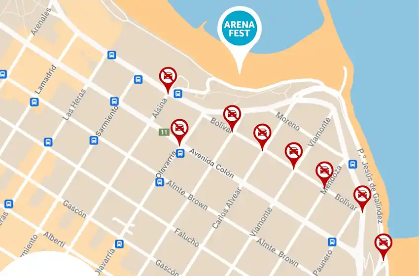 Cortes de tránsito dispuestos para este viernes en la zona del Mar del Plata Arena Fest