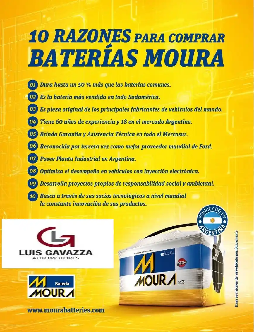La excelencia y confiabilidad de las baterías Moura se encuentra en Gavazza Automotores 
