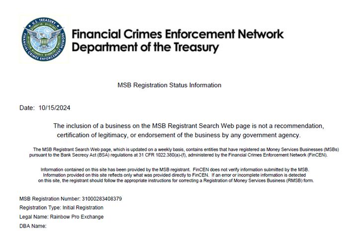 Documento de la Financial Crimes Enforcement Network