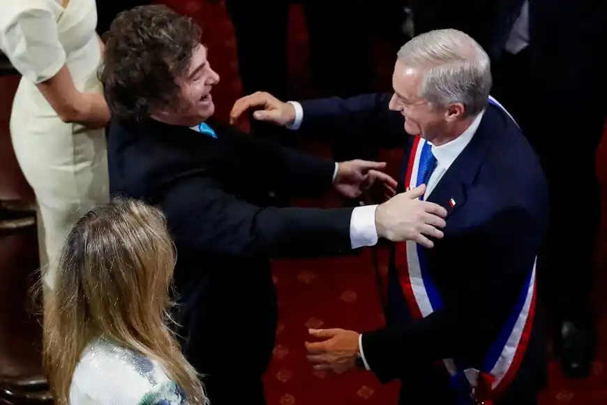 Milei en la asunción de José Antonio Kast como presidente de Chile.