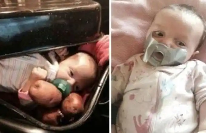 Metió a su nieta en una asadera con papas y subió la foto a Facebook