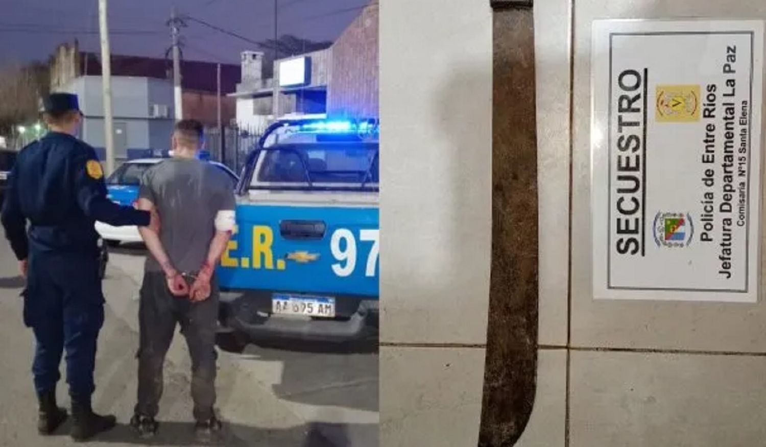 Un violento amenazó a su ex y atacó a policías con un machete: fue detenido