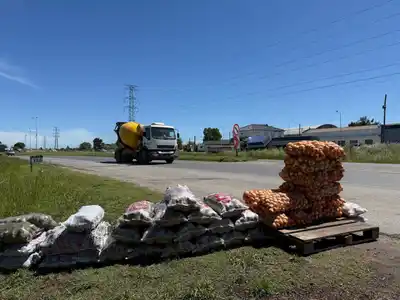 Los puestos de venta ambulante volvieron a ubicarse sobre la banquina de la Ruta Nacional 226.