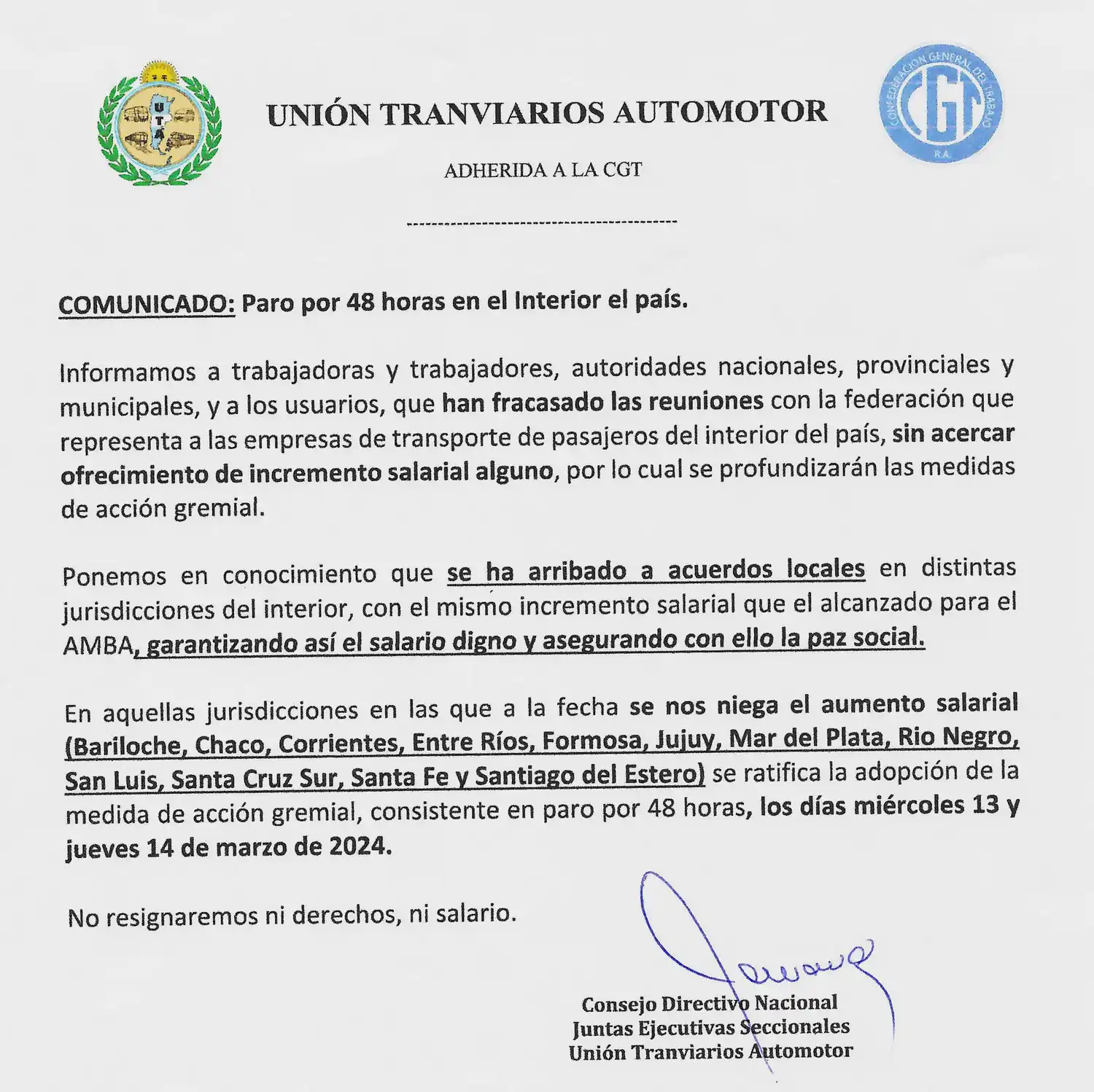 comunicado uta interior 1103