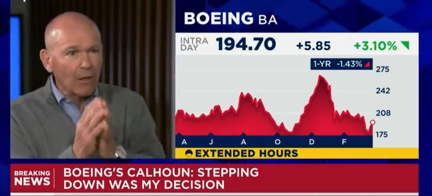«Fue mi decisión»: David Calhoun dice que se va de Boeing por voluntad propia