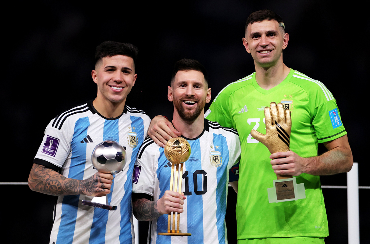 Lionel Messi, Emiliano Martínez y Enzo Fernández, los mejores argentinos del Mundial