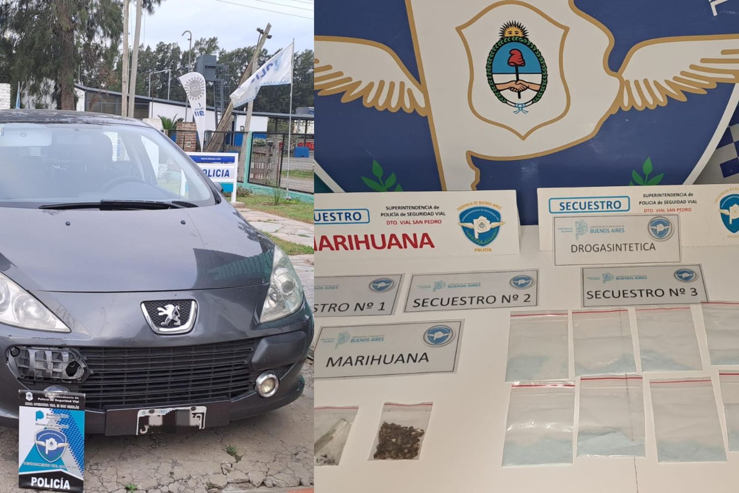 Policía Vial retuvo a un auto en ruta 9 cuyos ocupantes llevaban drogas