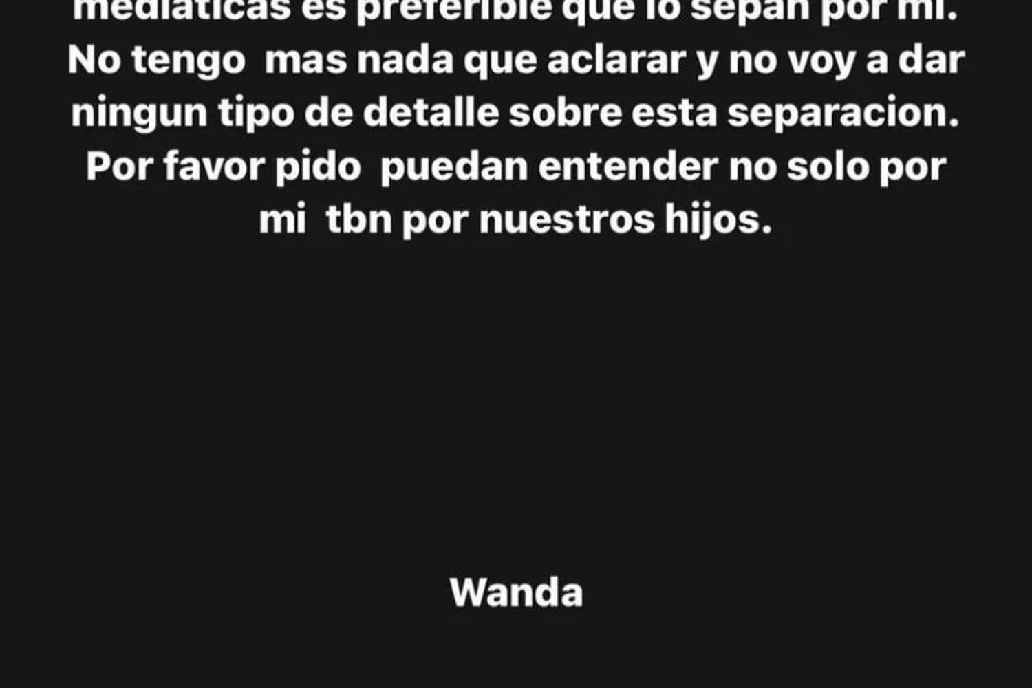 El posteo de Wanda en sus redes