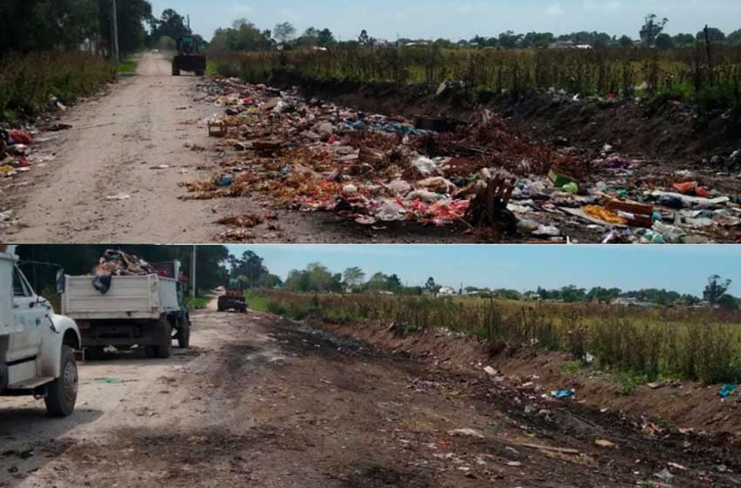 Un día después de la limpieza, volvieron a tirar basura en el ingreso al club Urquiza