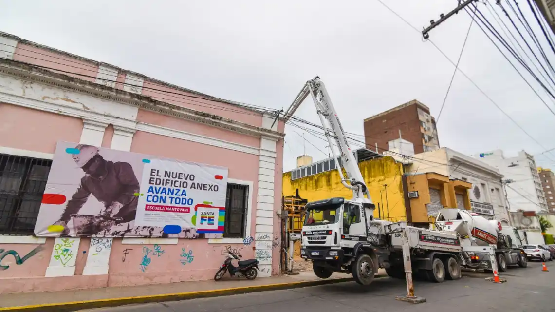 Avanza la construcción del anexo de la escuela Mantovani