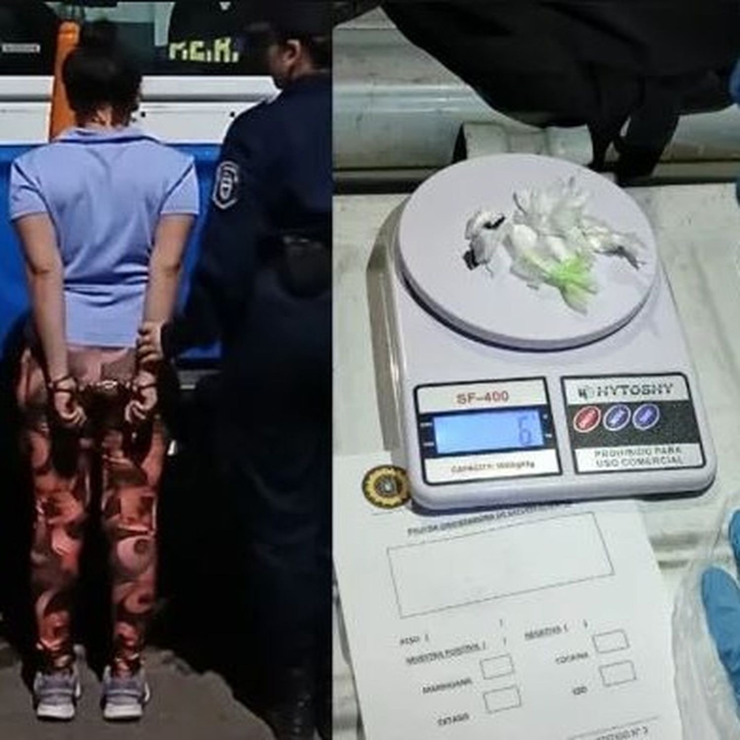 En un control preventivo, una mujer fue detenida por vender droga en bicicleta