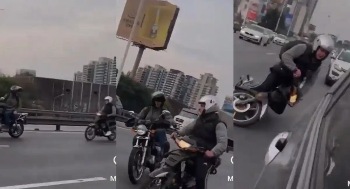 Dos motociclistas se golpearon mientras circulaban y terminaron desparramados en el asfalto.