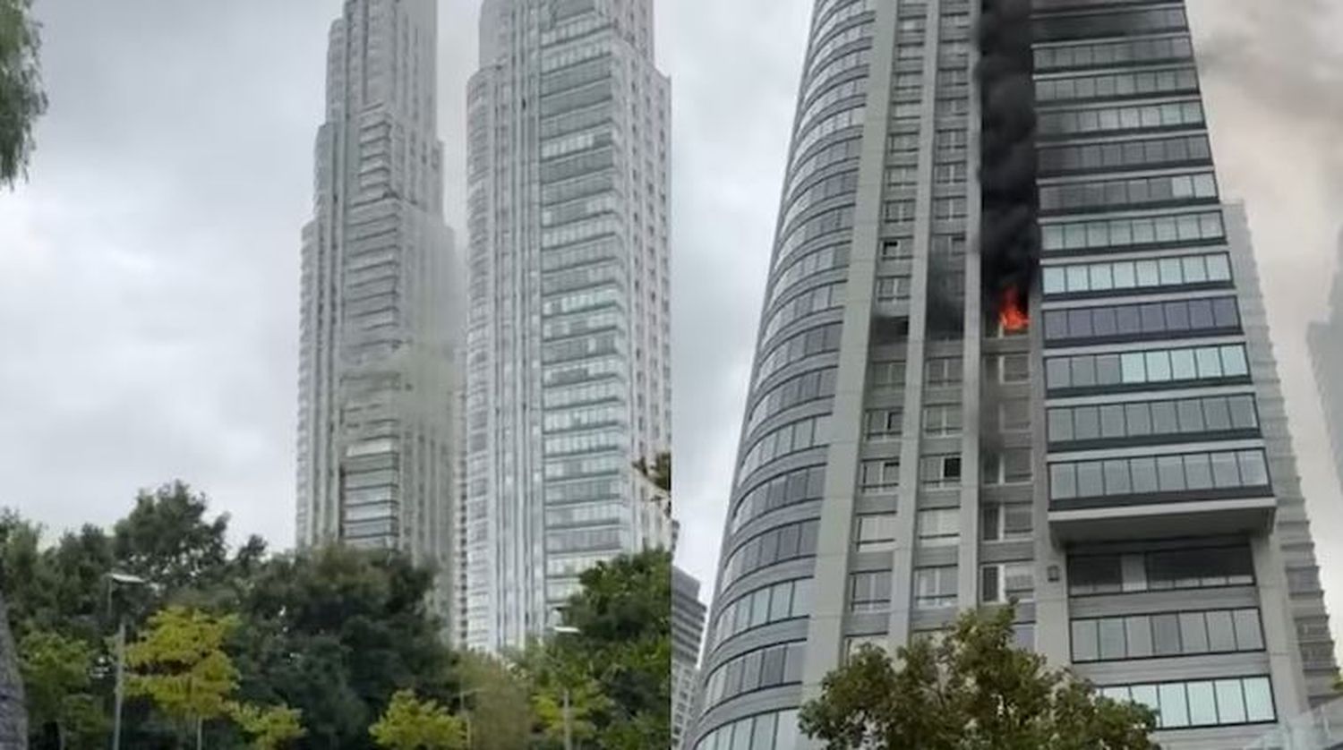 Feroz incendio en una torre de Puerto Madero: Hay más de 100 evacuados y las llamas se extendieron a varios pisos