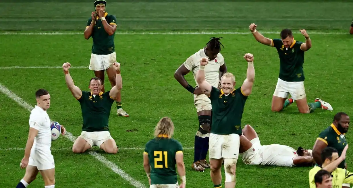 La alegría de Sudáfrica y la desazón de Inglaterra. Crédito: Stephanie Lecocq/Reuters