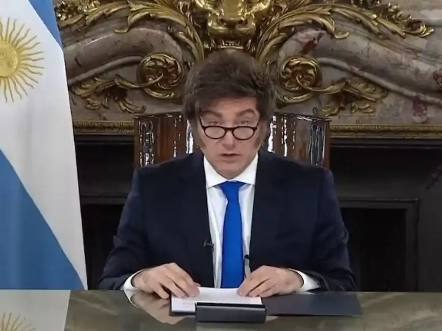 Javier Milei en cadena nacional.