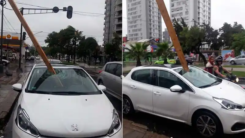 Se salvó de milagro: Una viga atravesó el parabrisas del auto en el que se encontraba