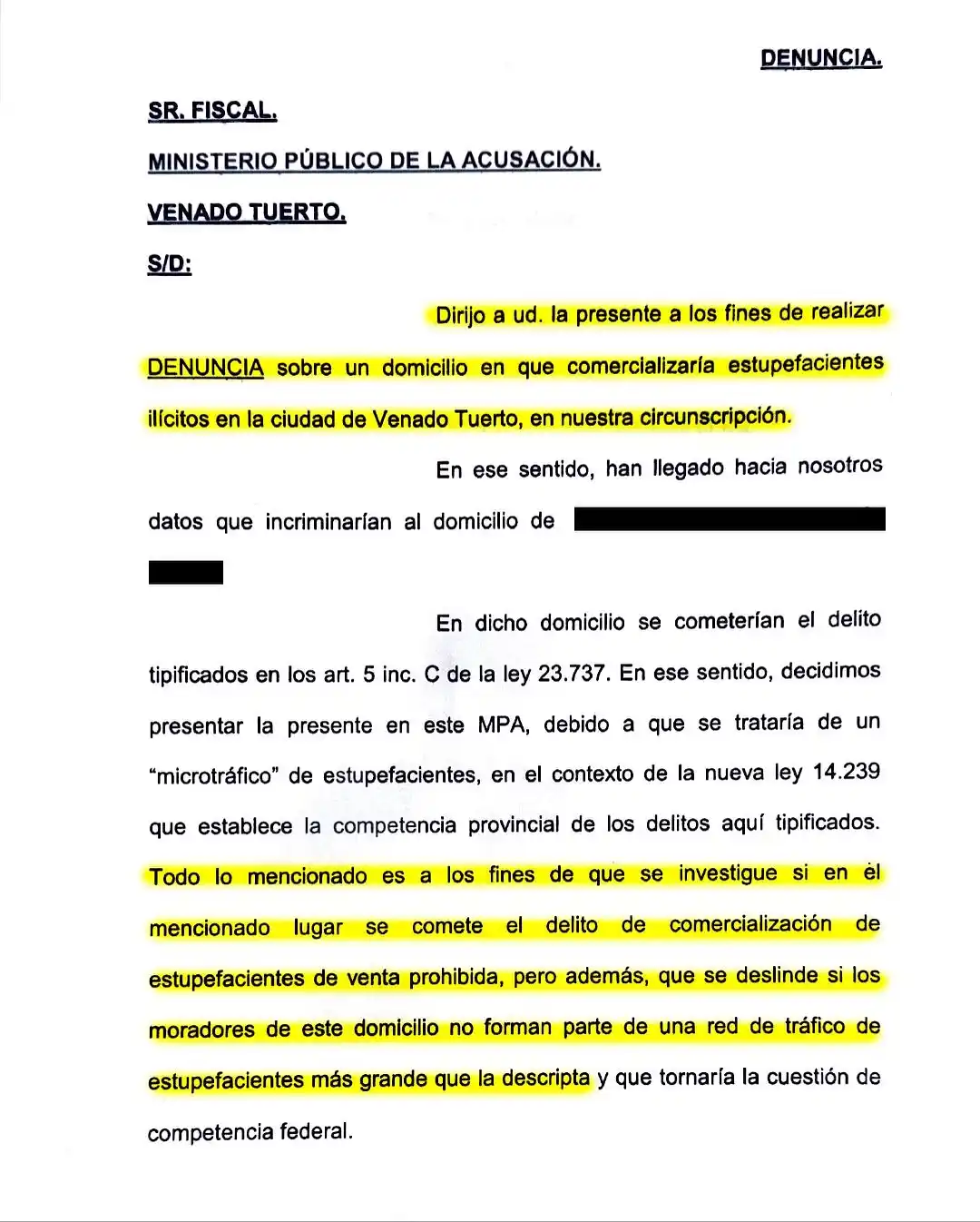 DENUNCIA DI GREGORIO