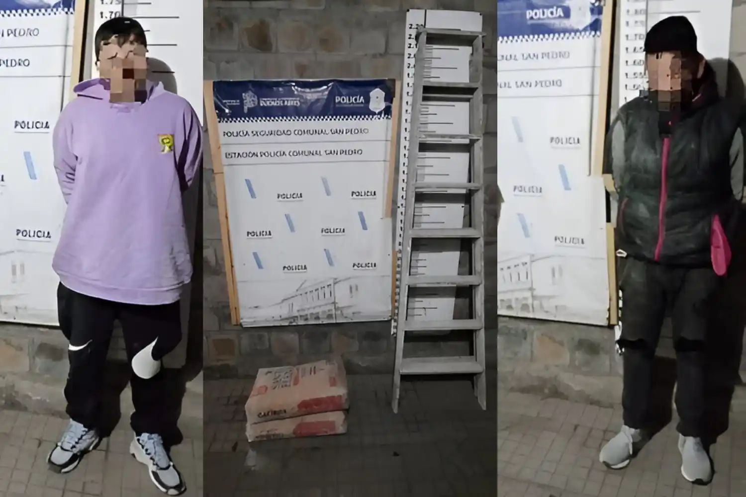 Los delincuentes huían con una escalera y bolsas de cal.