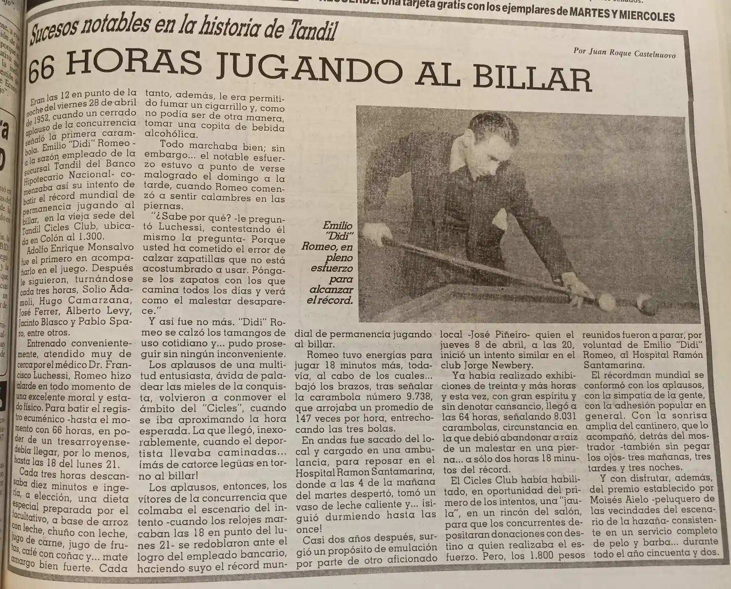 66 horas jugando al billar
