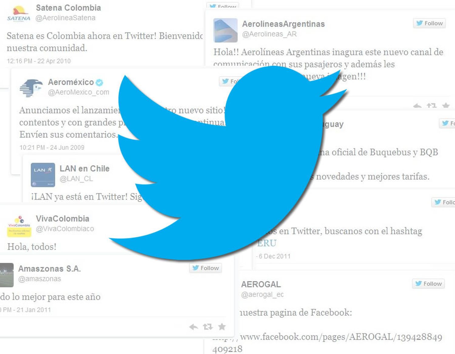 Los primeros tweets de las aerolíneas latinoamericanas