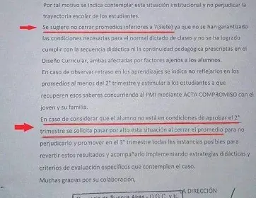 Moreno: Escuela pide a sus docentes que no desaprueben a los alumnos