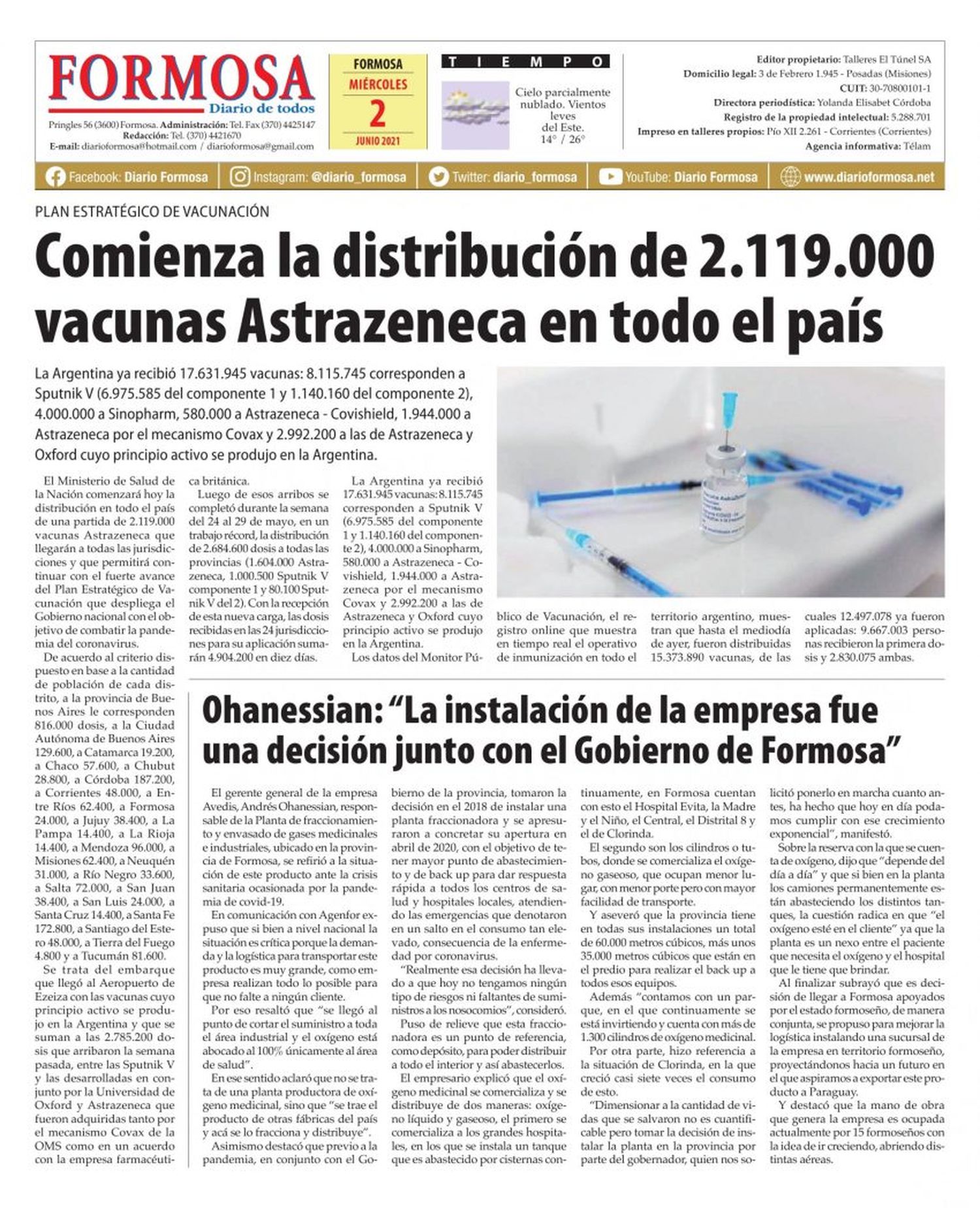 Tapa y Contratapa 2 de junio de 2021