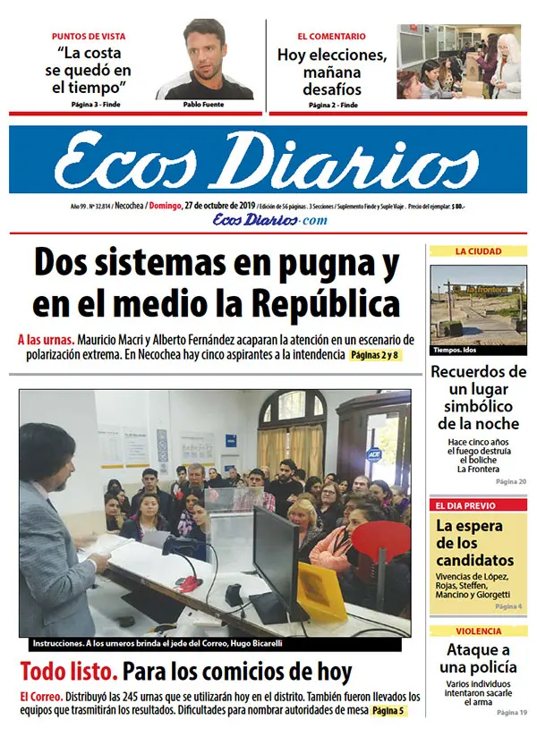 Tapa del 27 de octubre de 2019