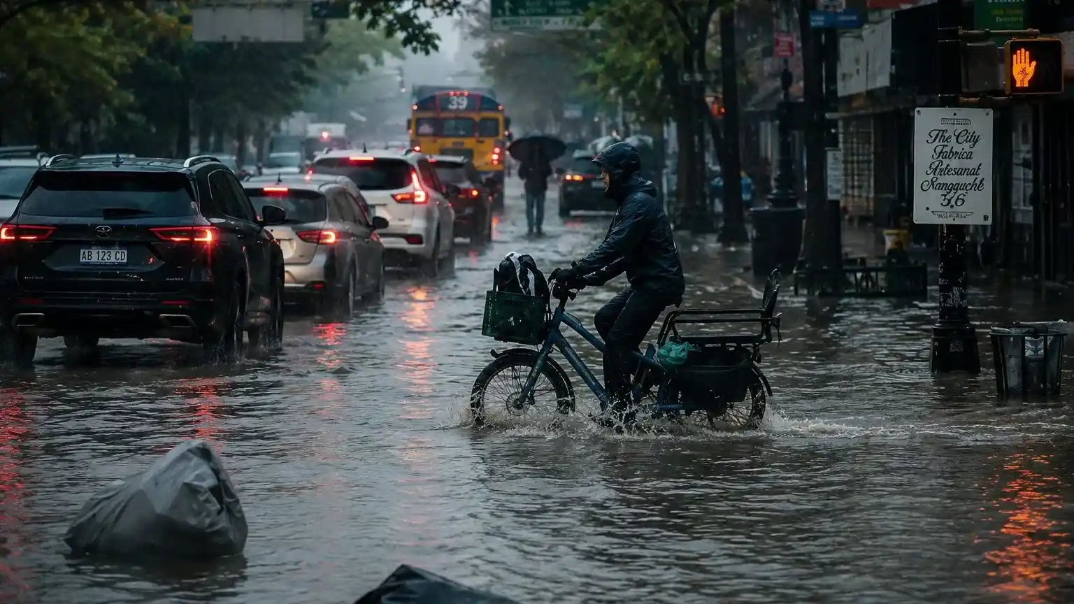 Inundaciones repentinas y caos vehicular por un fuerte temporal en Nueva York